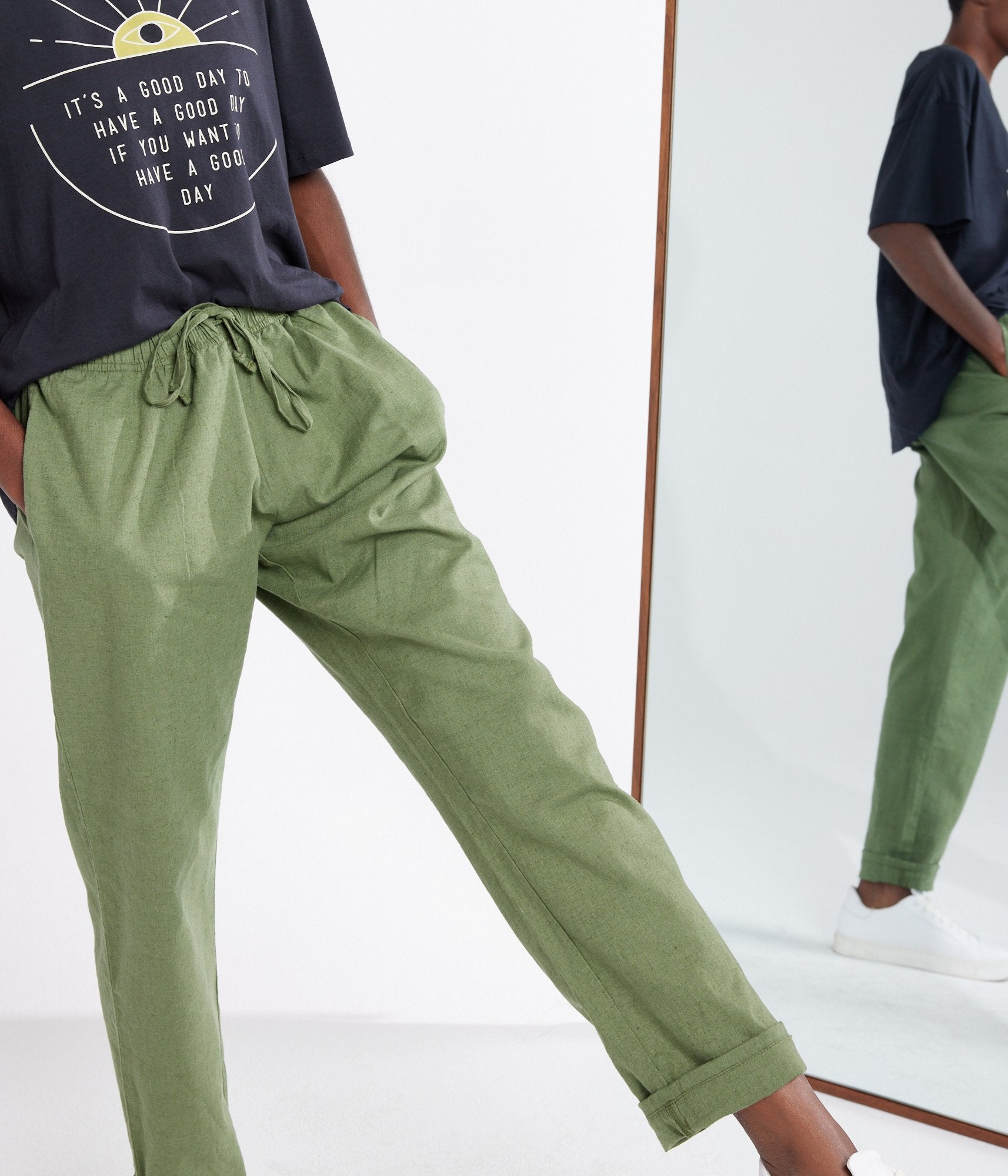 Blaine Linen Pant - Army