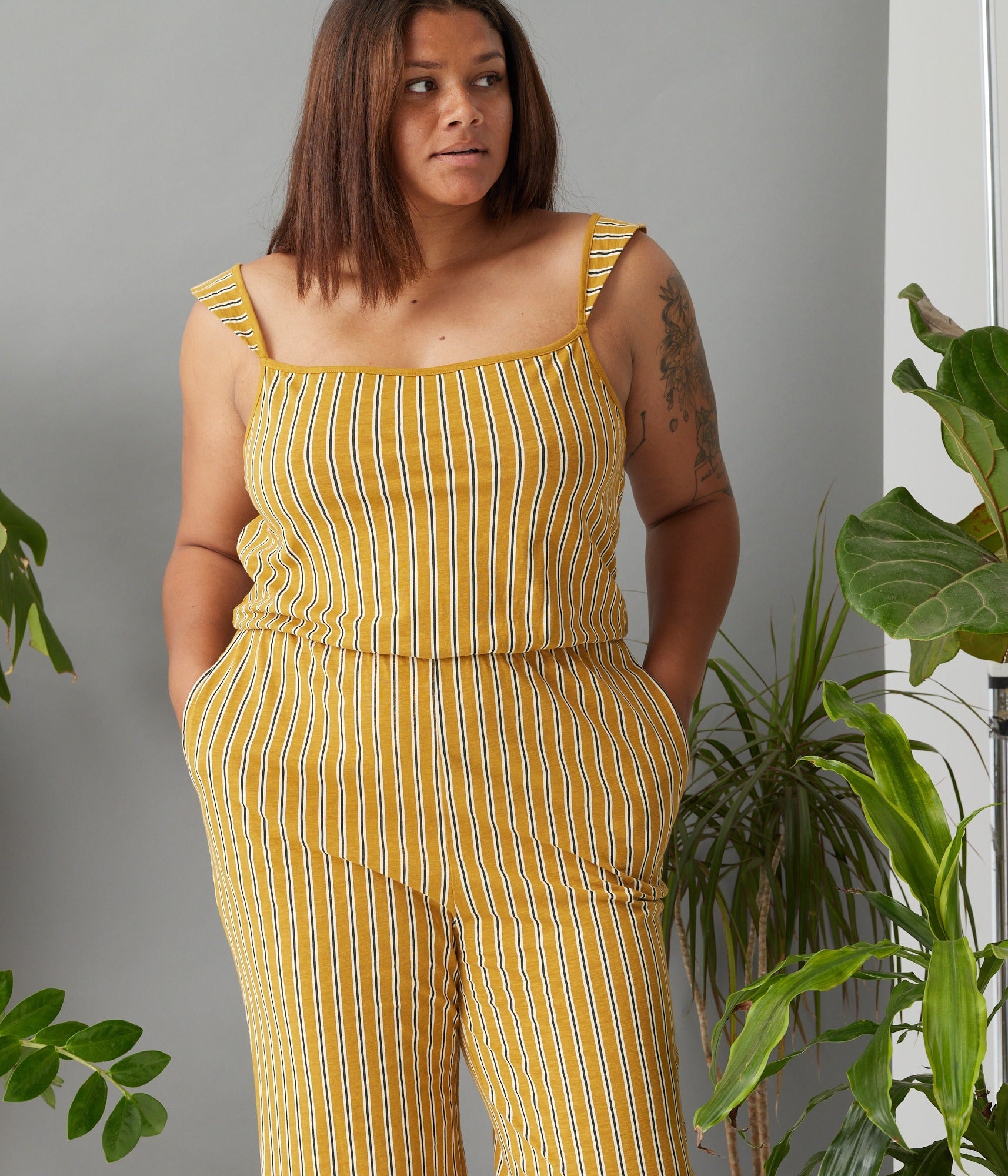 Archie Jumpsuit - Caramel Stripe