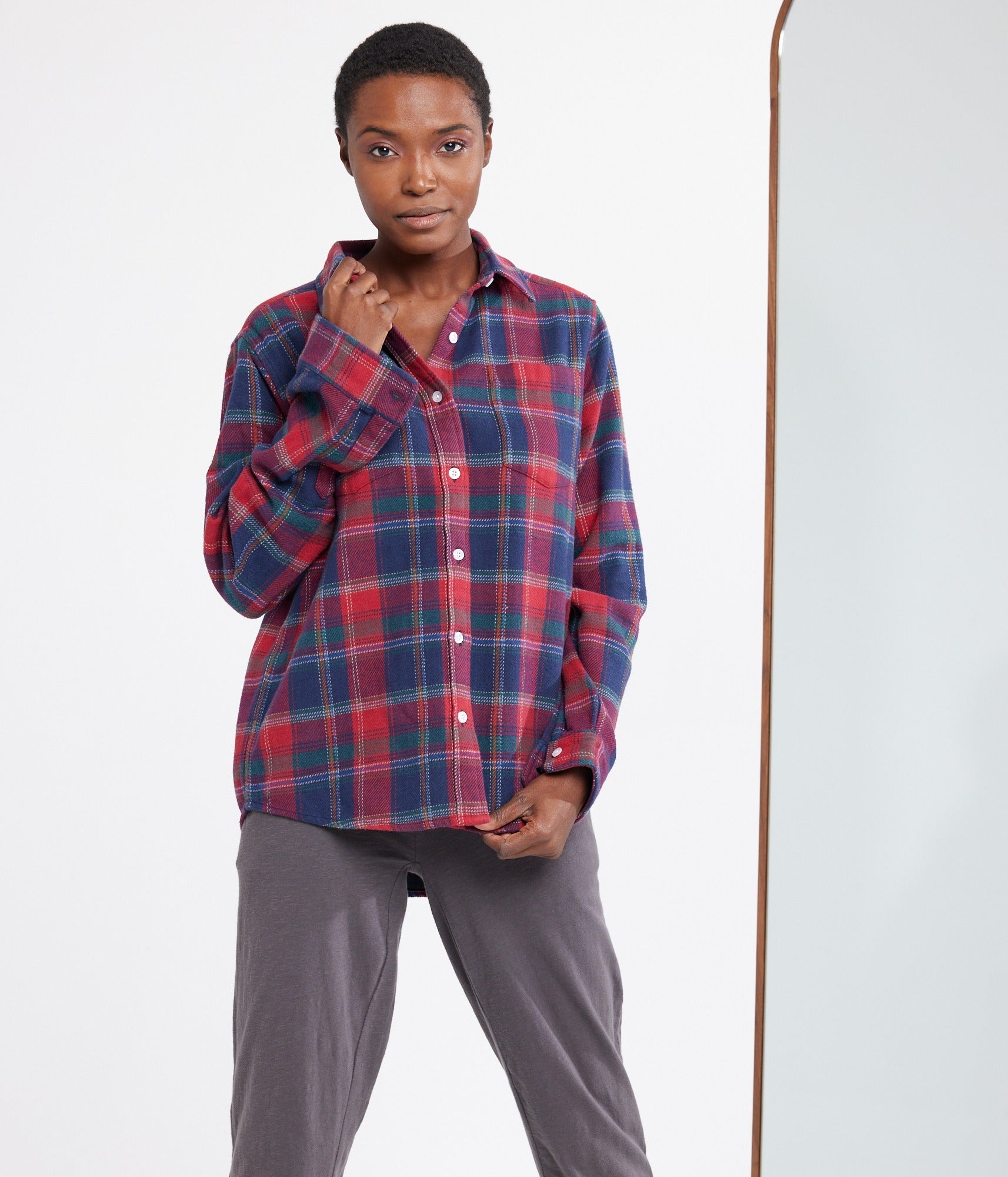 Shiloh Unisex Flannel - Dark Blue/Maroon