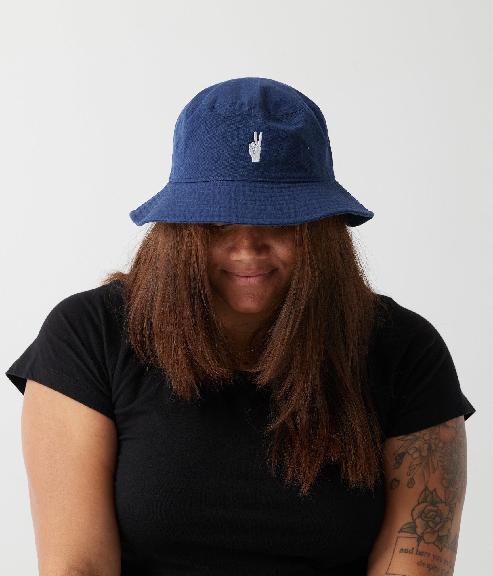 Peace Sign Bucket Hat - Navy