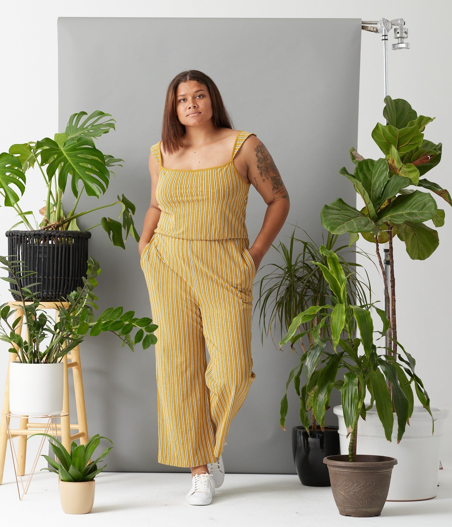 Archie Jumpsuit - Caramel Stripe