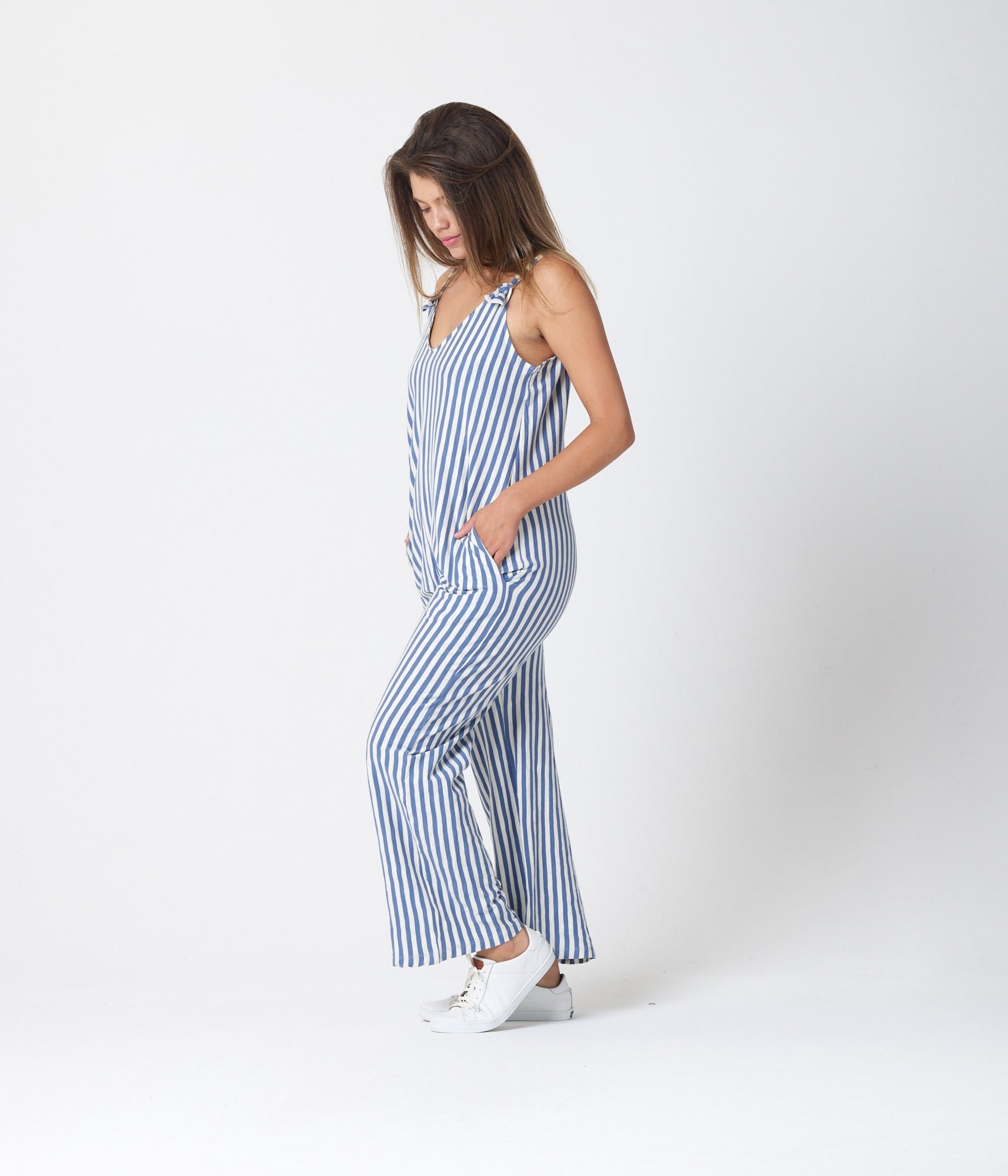 Remy Jumpsuit - Steel Blue Stripe