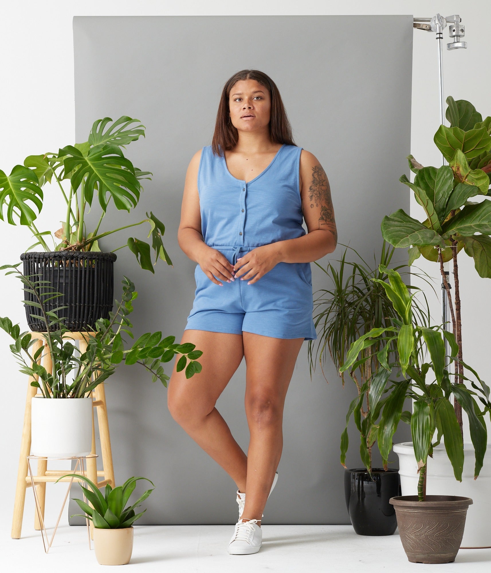 Rowan Romper - Steel Blue