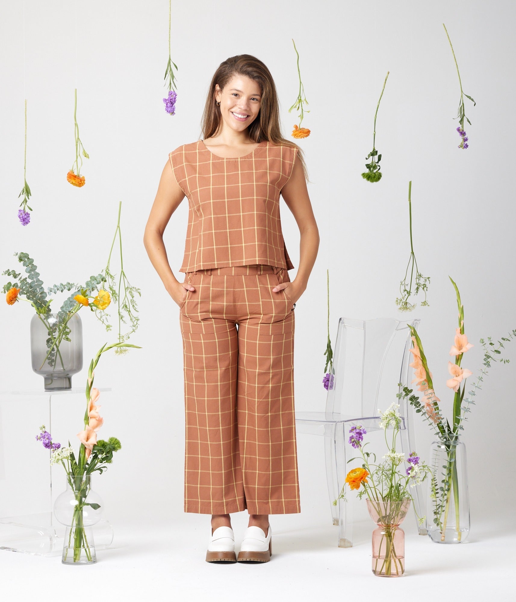 Billie Pant - Walnut Plaid