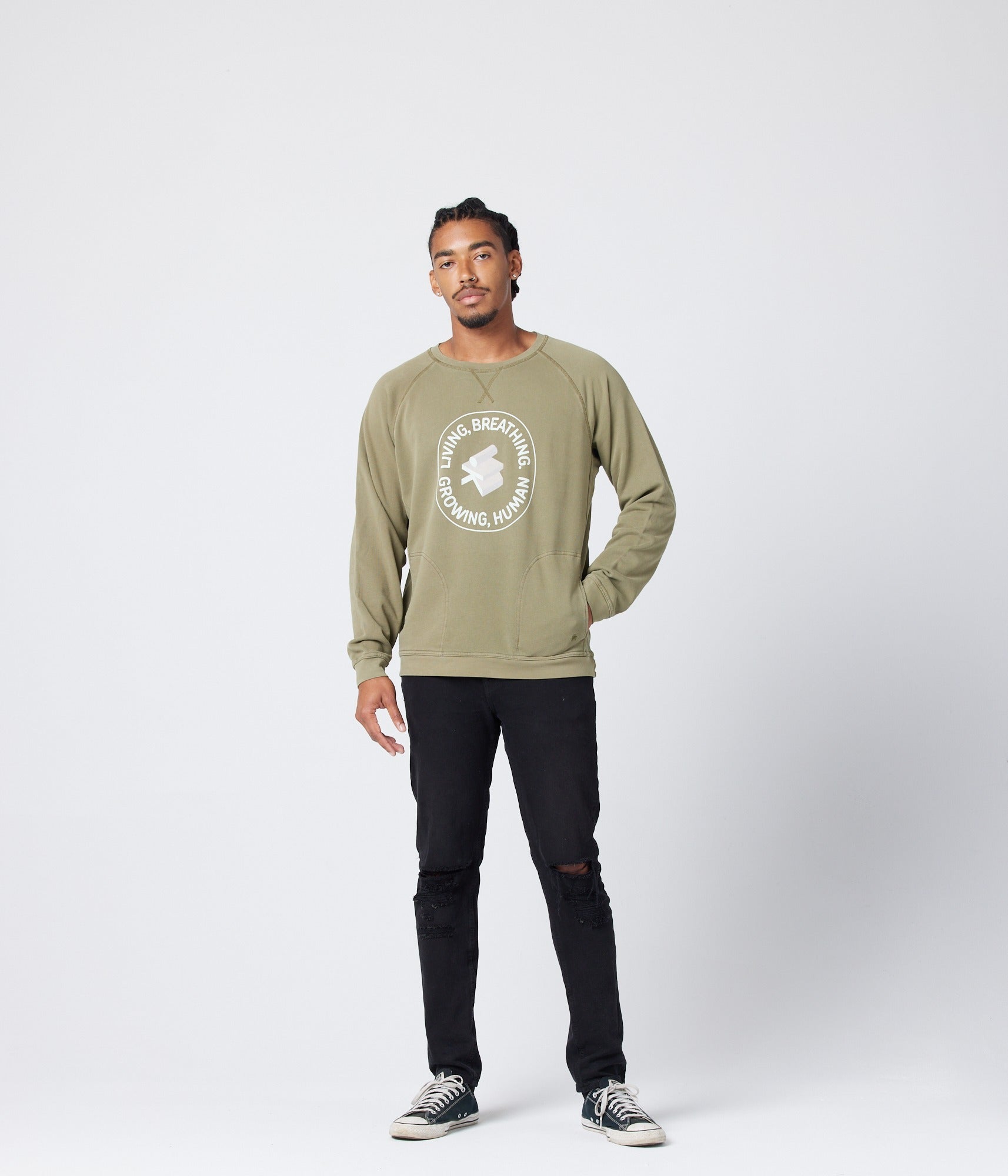 Living Unisex Pocket Crew - Army