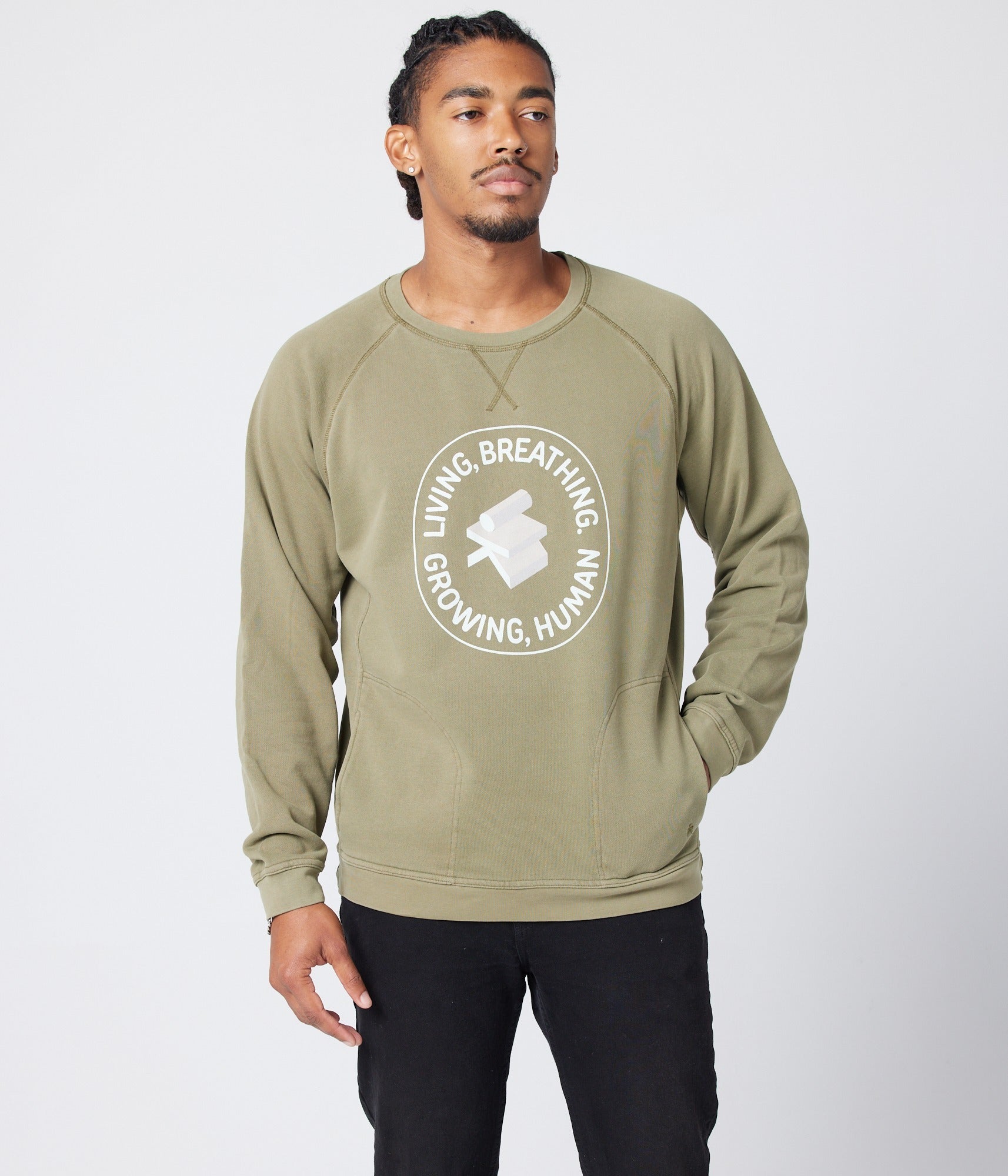 Living Unisex Pocket Crew - Army