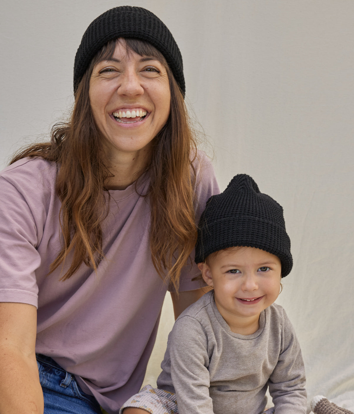 Recycled Waffle-Knit Beanie Mini - Black