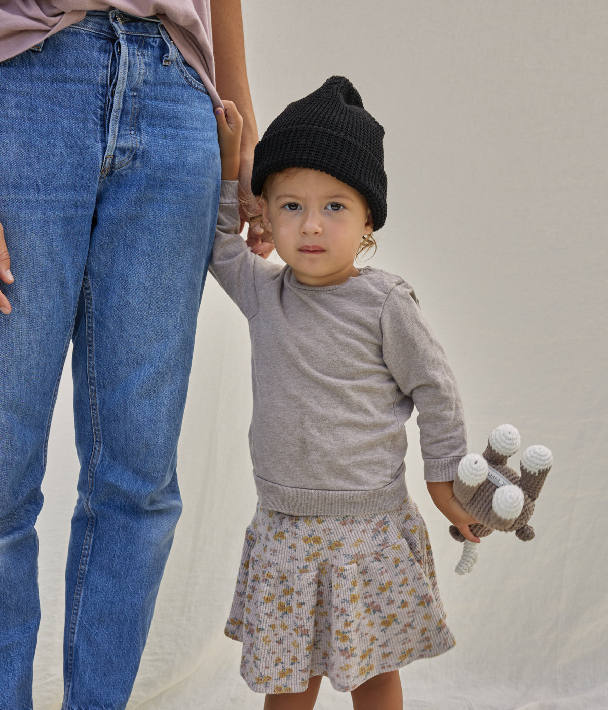 Recycled Waffle-Knit Beanie Mini - Black