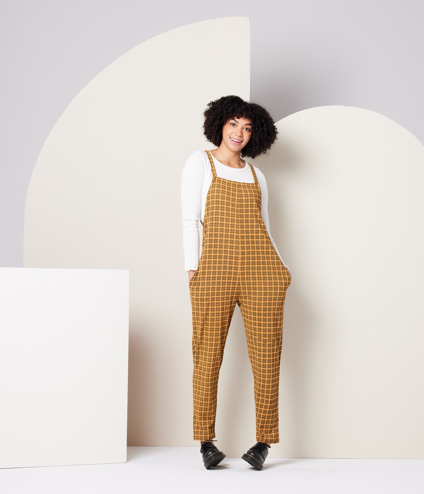 Cadence Overall - Apricot Plaid