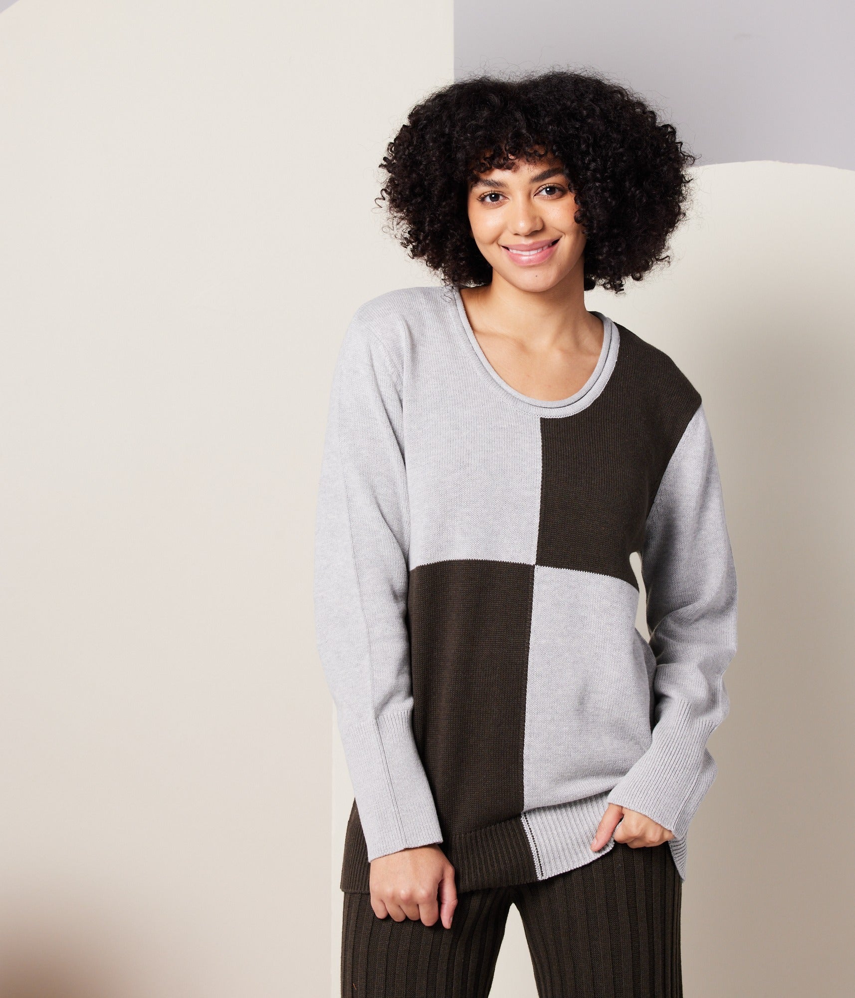 Paloma Sweater - Heather Grey Colorblock