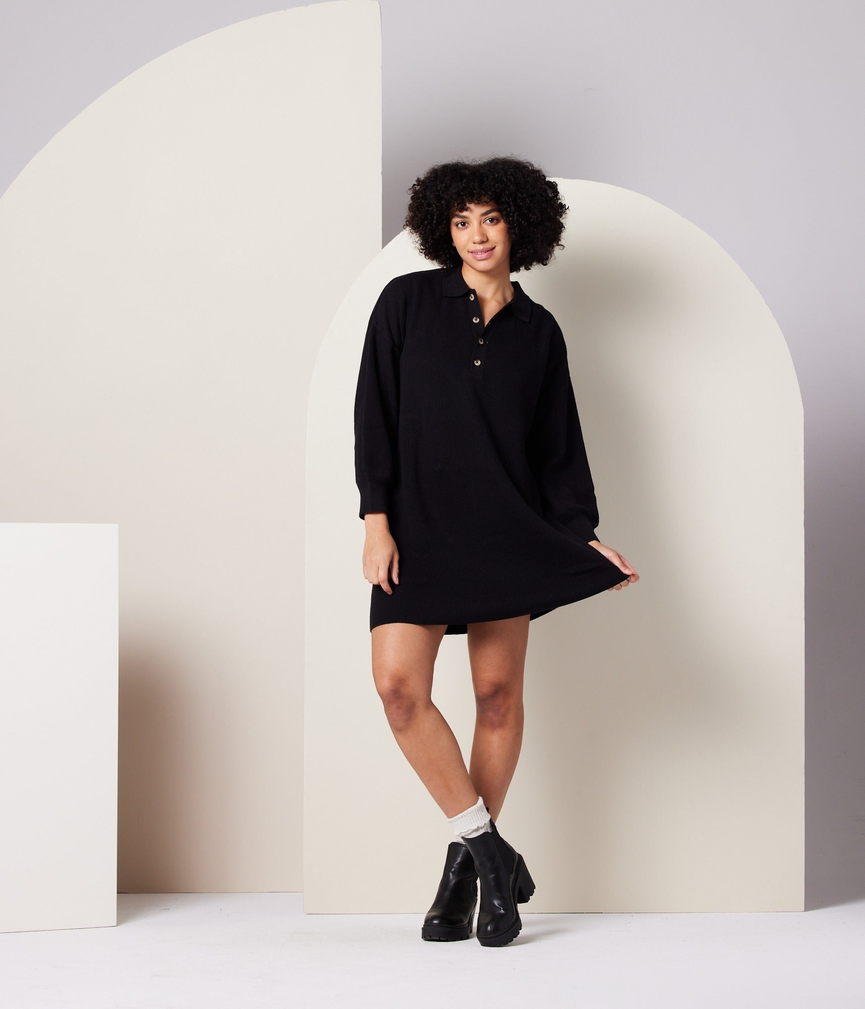 Griffin Sweater Dress - Black