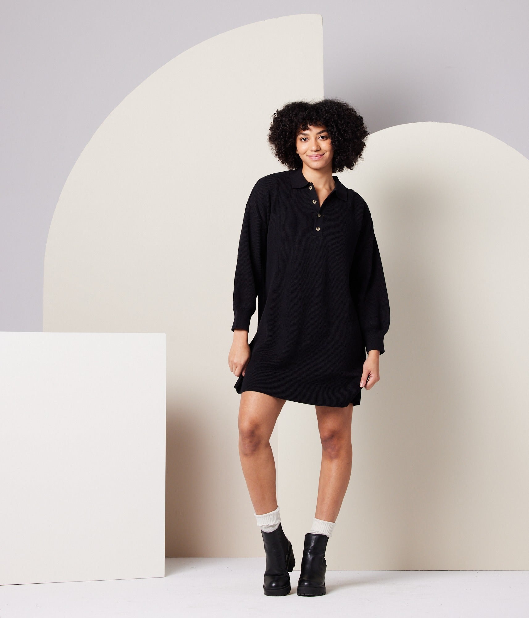 Griffin Sweater Dress - Black