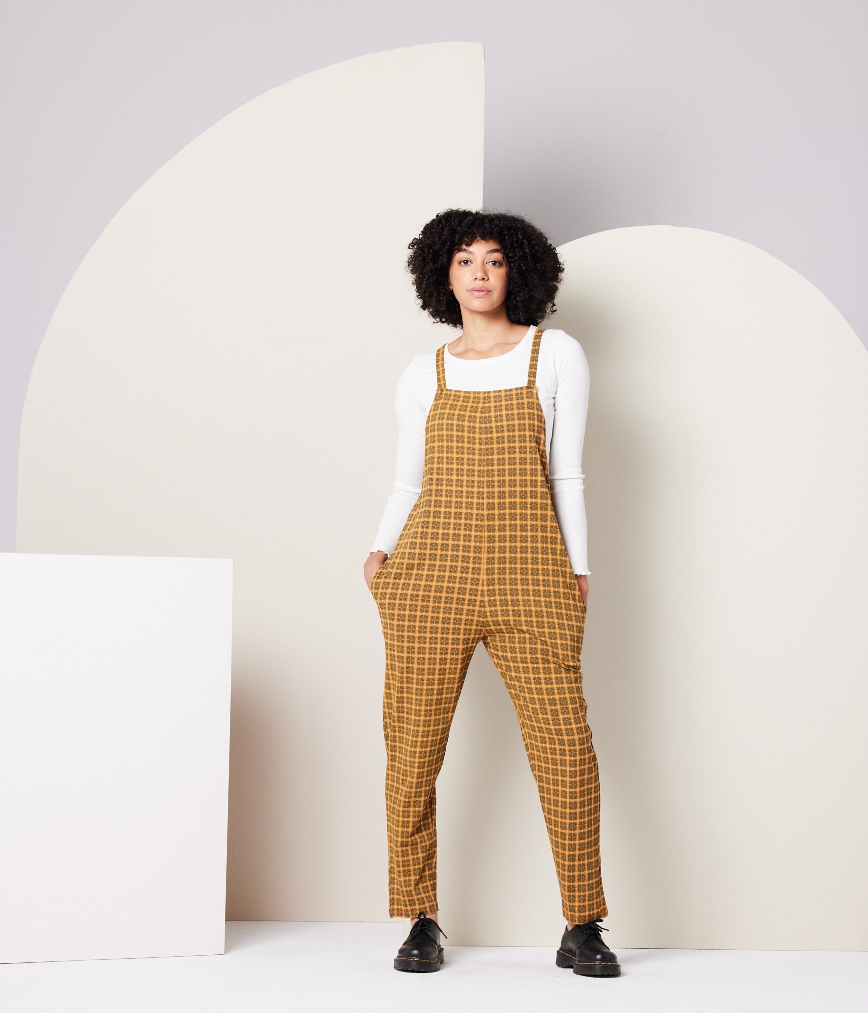 Cadence Overall - Apricot Plaid