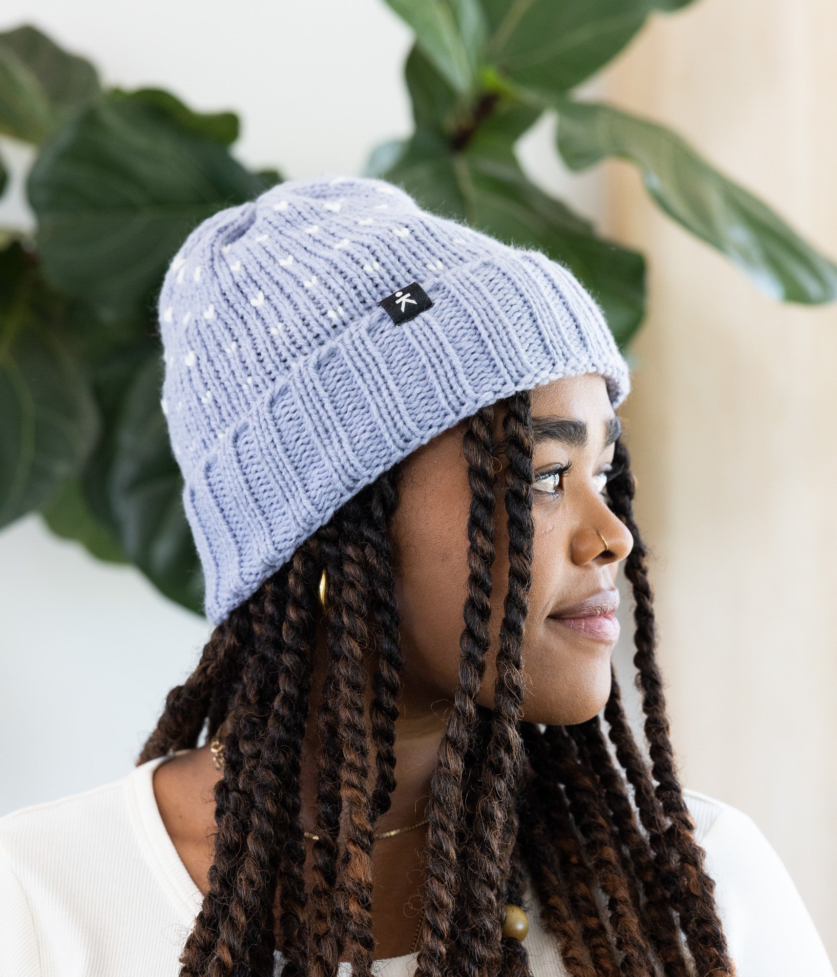 Adriana Beanie - Periwinkle/Stone