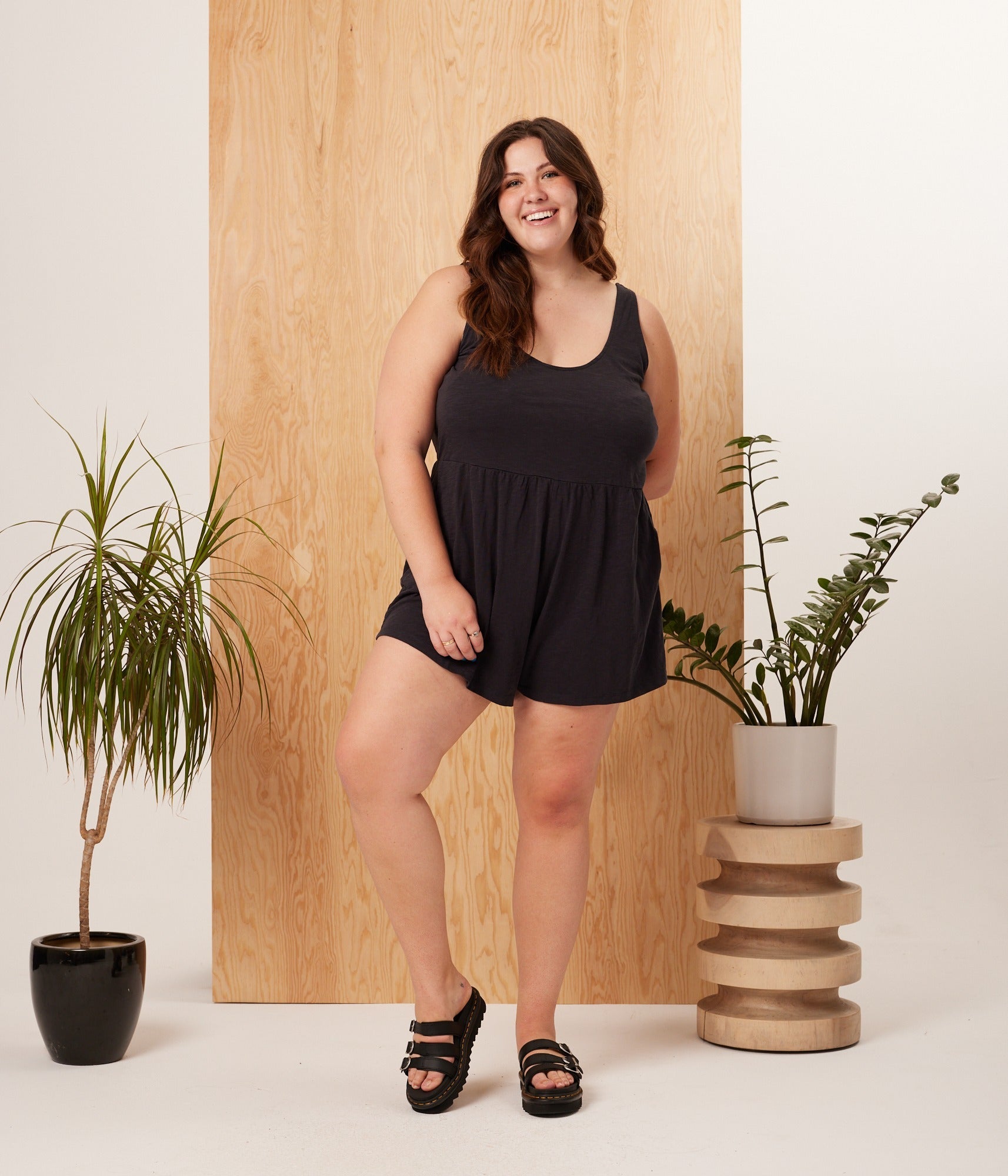 Ivy Romper - Washed Black