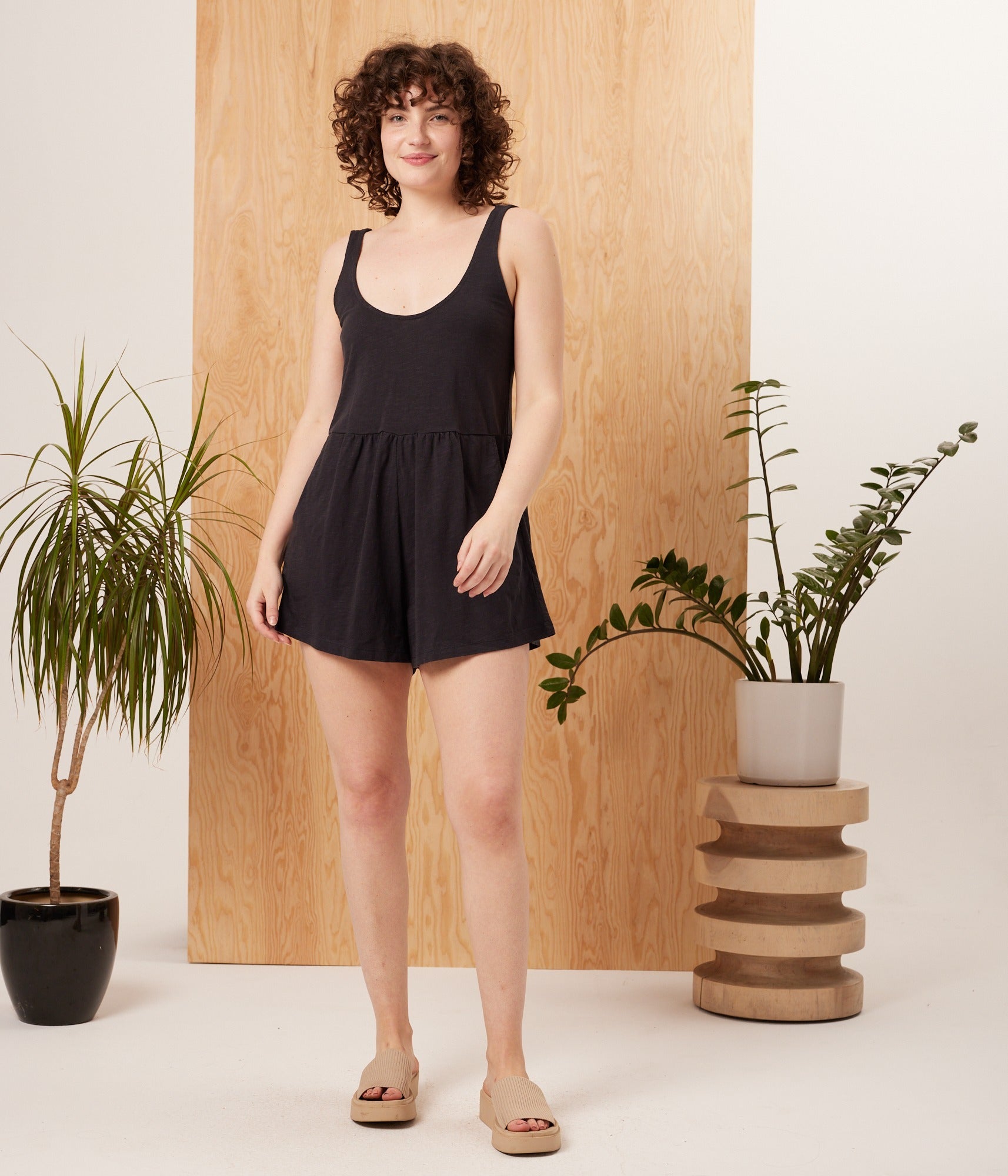 Ivy Romper - Washed Black