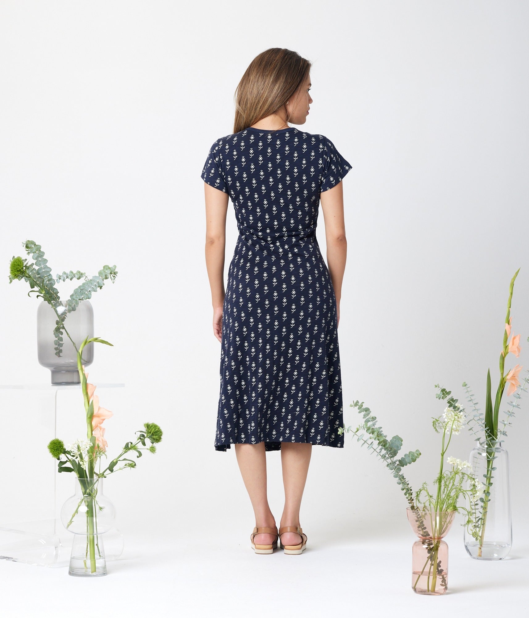 Claudia Dress - Dark Blue Floral